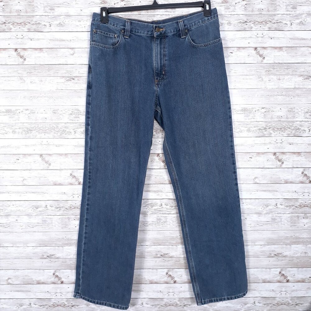 Carhartt Mens Jeans 36x32 Relaxed Fit Straight Leg Blue 381A